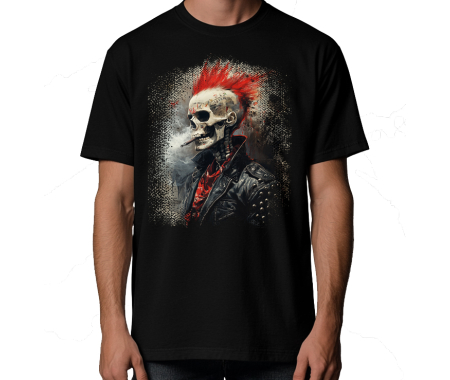 Koszulka Punk czaszka 100% bawełna luźna koszulka, old skull